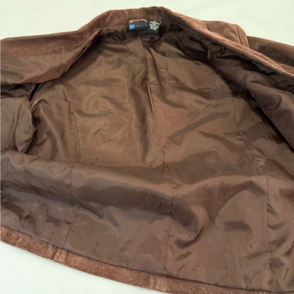Relativity Single Button Brown Suede Lined Jacket… - image 6